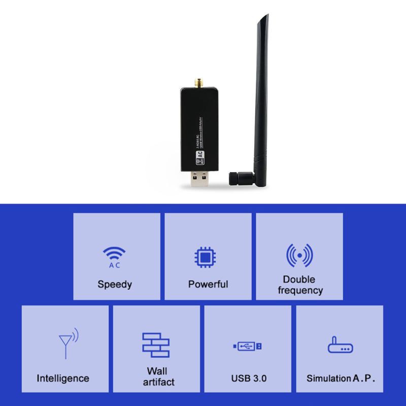 Ăng Ten Không Dây W50L-5Db 2.4g / 5g Wifi Usb3.0 Rtl8812Au Cho Laptop | WebRaoVat - webraovat.net.vn