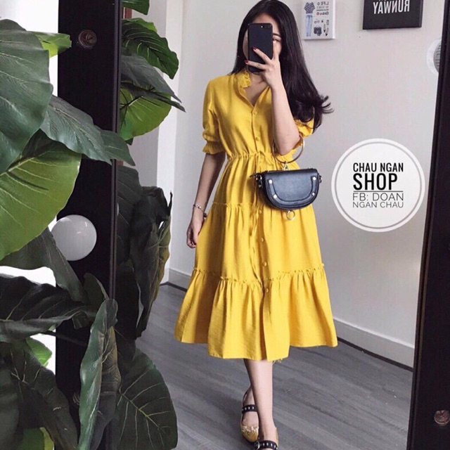 Đầm maxi vàng