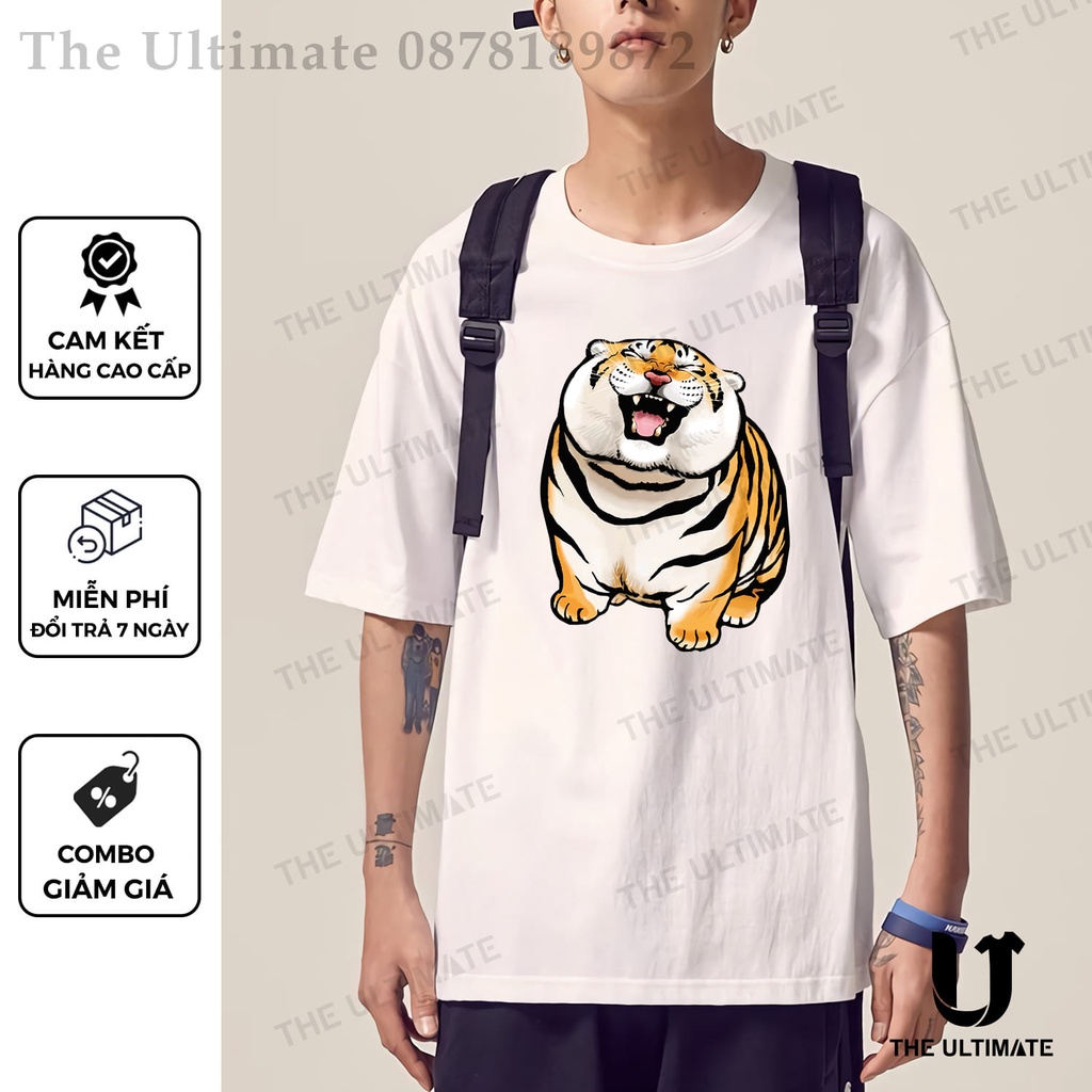 Áo phông form rộng Hổ Vui Vẻ nam nữ áo phông in hình tay lỡ cotton 100% The Ultimate