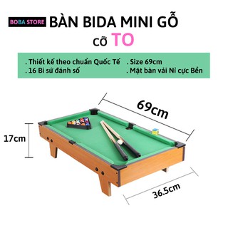 Bàn Bi a Mini giá rẻ bằng Gỗ Boba Store Bida mini cho người lớn và trẻ em - Mặt bàn Vải Nỉ - Size ĐẠI 69cm