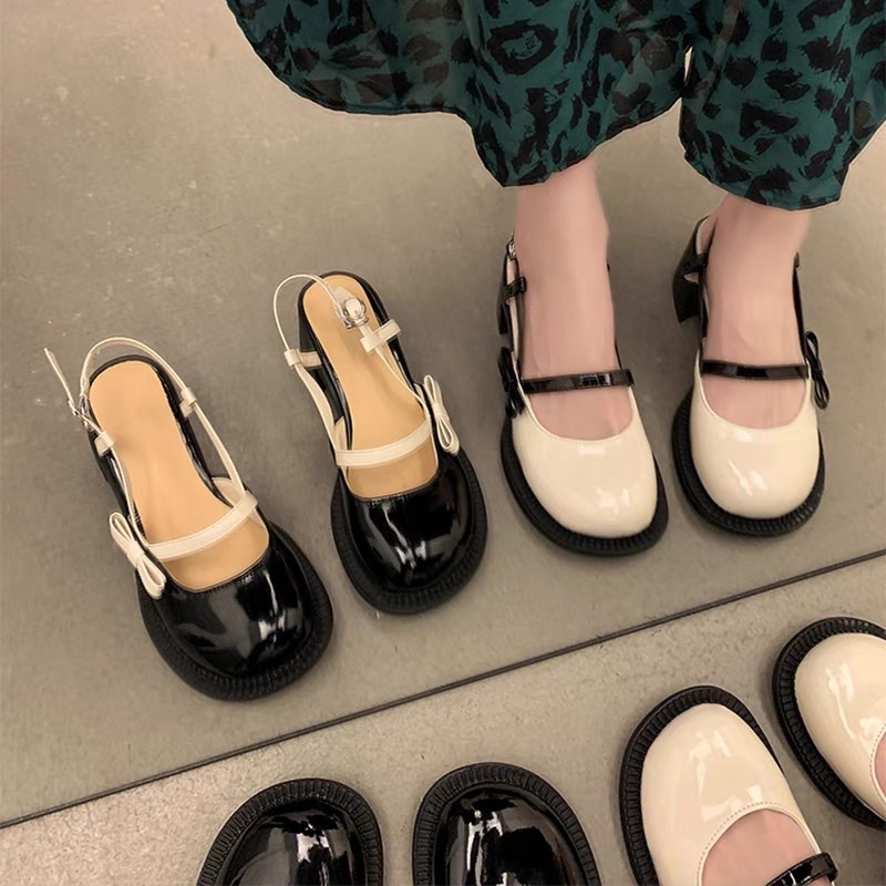 Giày ulzzang mũi tròn đính nơ MÃ 6608