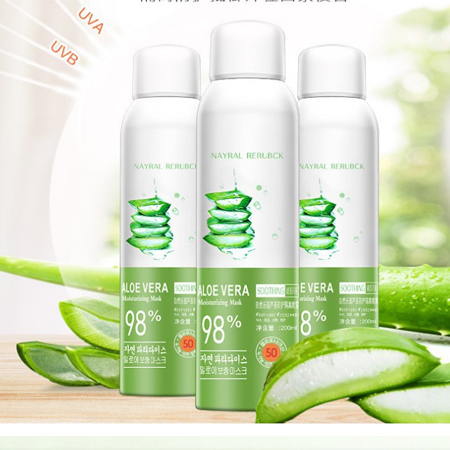 Xịt Chống Nắng Trắng Da Aloe Vera 200ML Hàng Chính Hãng Nội Địa Trung Chiết Xuất Nha Đam Tươi Mát