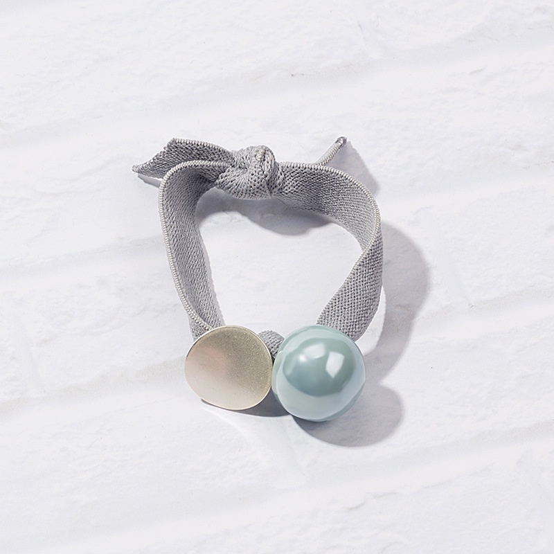 Dây buộc tóc cao su co giãn đính hạt tròn thời trang đơn giản dễ phối đồ