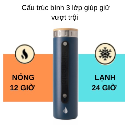 Bình giữ nhiệt Elemental 590ml  màu xanh navy, giữ nhiệt vượt trội, inox 304, giá tốt