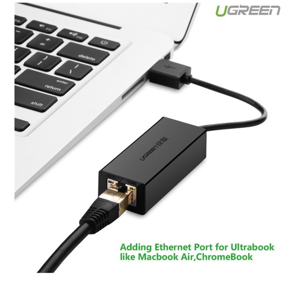 Cáp Chuyển USB 2.0 Sang Lan RJ45 Ugreen 20254(Màu Đen) - Hàng Chính Hãng