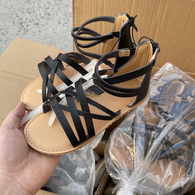 Sandal bé gái C&amp;J  Chiến binh quai da đế cao su xuất dư 0722