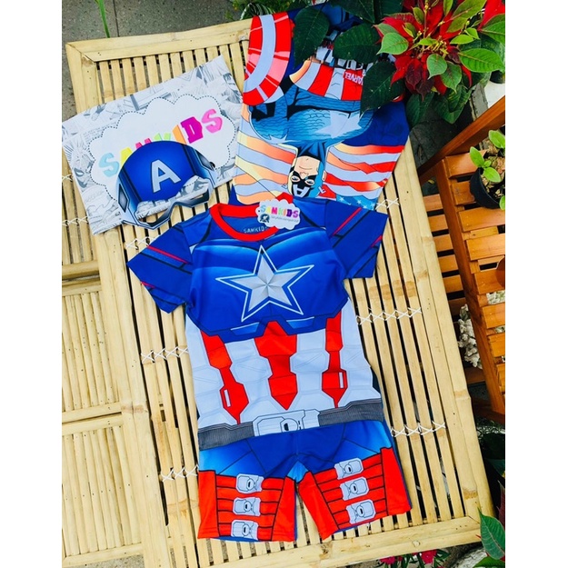 Bộ Đồ Siêu Nhân Anh Hùng SAMKIDS Cotton In 3D Sắc Nét Tặng Kèm Áo Choàng Và Mặt Nạ
