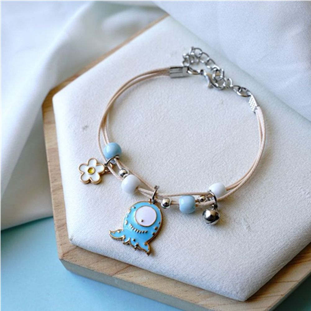 Vòng đeo tay chuỗi hạt gốm mặt hình mèo/gấu/cá hoạt hình có thể điều chỉnh cho cặp đôi bạn thân