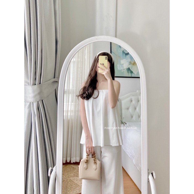 [Mã WASKT304 giảm 15% tối đa 30K đơn 99K] Áo 2 dây xếp ly ngực 2 màu freesize Pumi | BigBuy360 - bigbuy360.vn