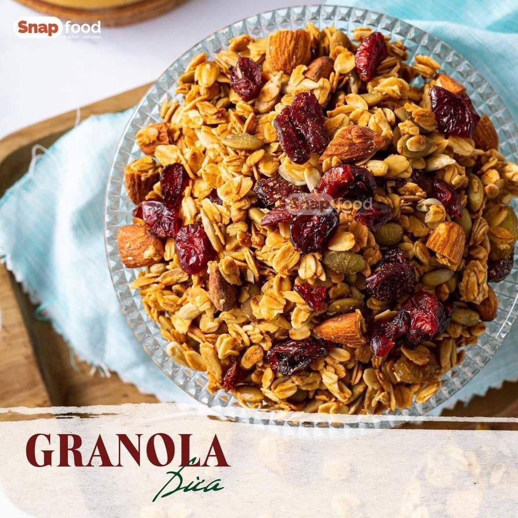 Granola không đường - Vị Vani Mật Ong 250/ 500gram - Ngũ cốc giam cân - Eat Clean