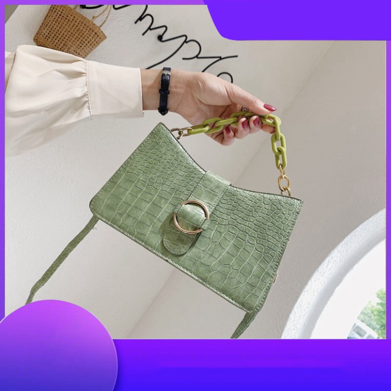 Túi xách nữ đeo chéo sang trọng vân da cá sấu cao cấp phối xích trẻ trung TX25 túi đeo vai Chip Xinh Bag