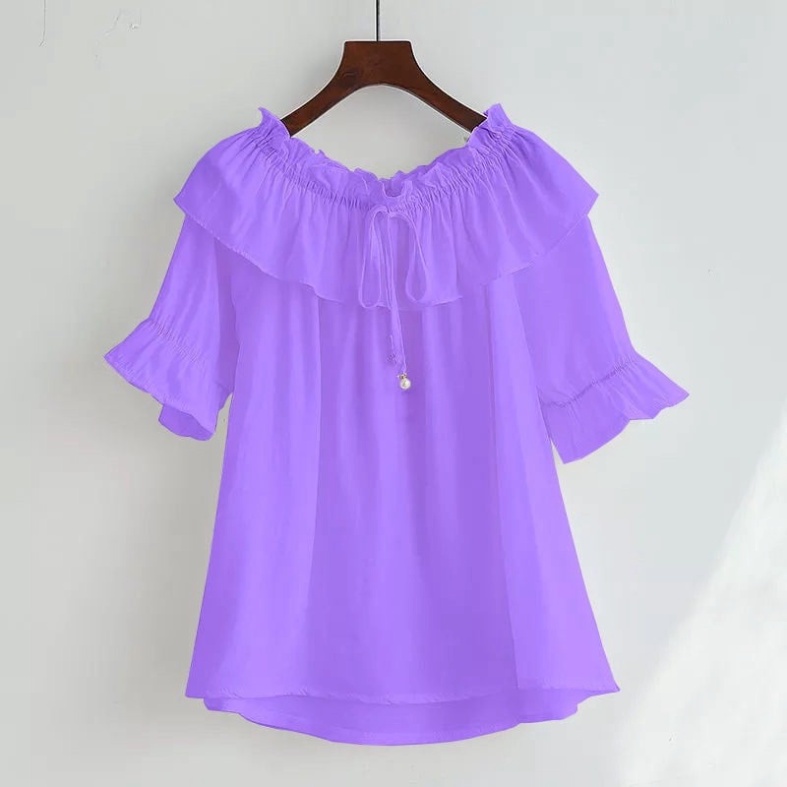 Áo đũi kiểu nữ thiết kế - Áo tay lỡ cổ xòe