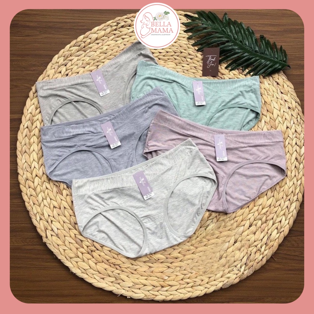 Quần lót bầu cạp chéo sợi tre set 5 cái kháng khuẩn mềm nhẹ siêu co dãn mỗi quần 1 túi zip Bella Mama Q02