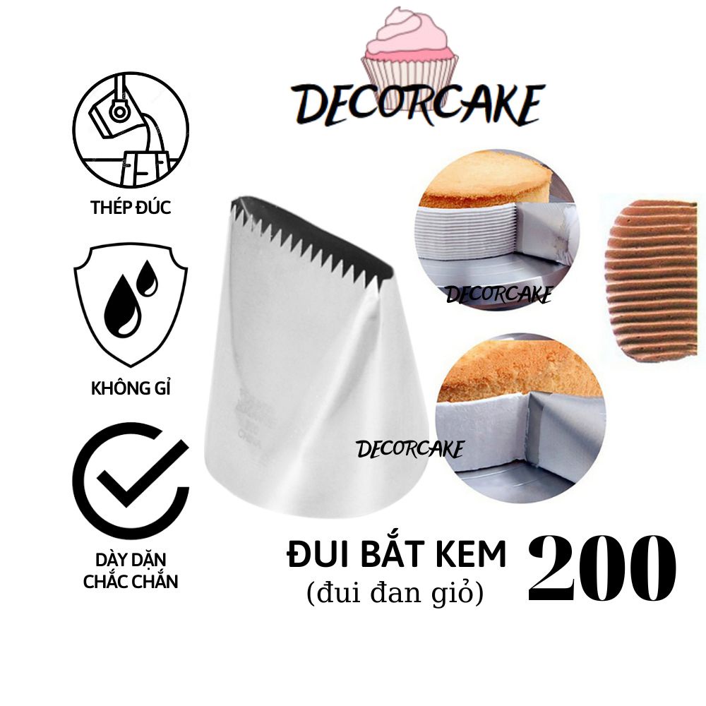 Đui đan giỏ 200 cỡ lớn, Đuôi bắt kem, đui hàng rào trang trí bánh bằng thép không gỉ đúc liền khối