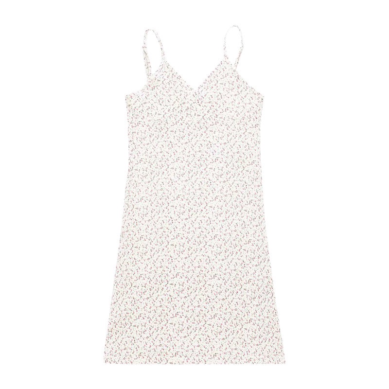 Đầm hoa hai dây cổ chữ V khoét sâu phong cách retro Mỹ cho nữ