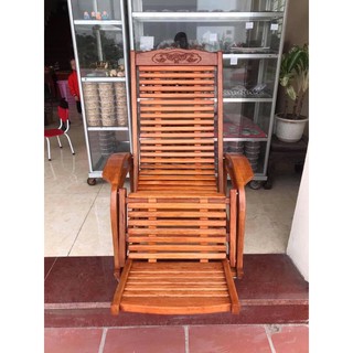 Ghế Lười Ngả Lưng Gỗ Sồi Nga 🍀 Ghế Thư Giãn Đọc Sáng Ngồi Ngoài Hiên