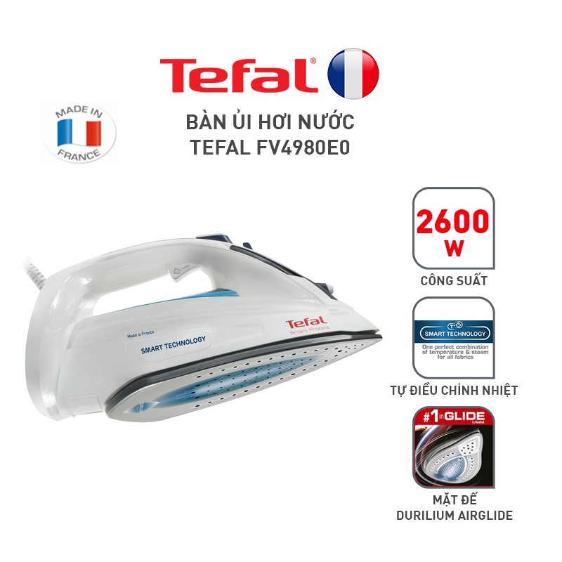 [Mã ELTF12 giảm 10% đơn 500K] Bàn ủi hơi nước - TEFAL - FV4980E0