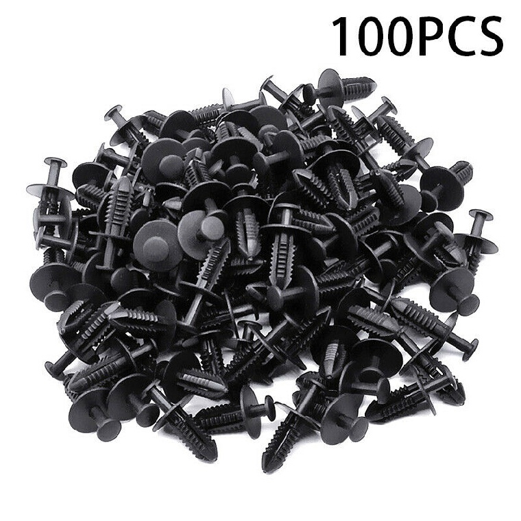 100x 7mm Plastic Rivets Fastener Clips Push Pin For Car Auto Fender Bumper