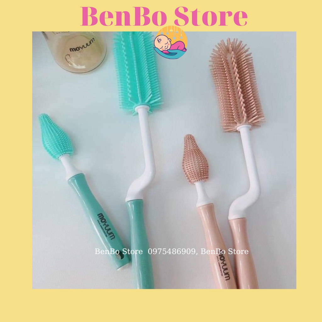 Set cọ rửa bình và núm ti Silicon Moyuum Hàn Quốc