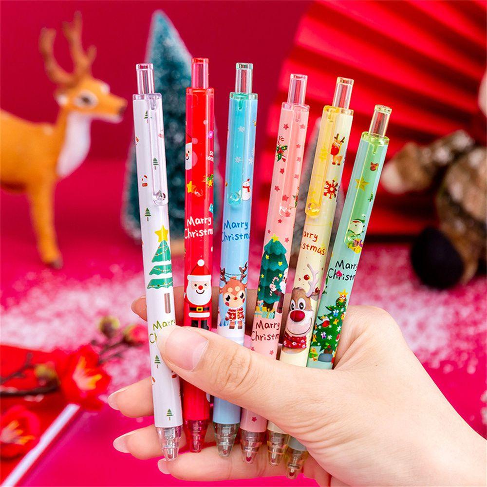 Bút Mực Gel 1 / 6 Họa Tiết Hoạt Hình Giáng Sinh Sáng Tạo Dành Cho Trẻ Em