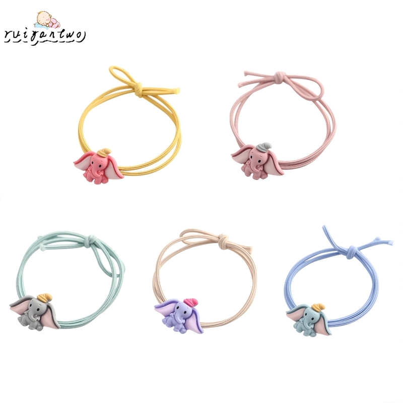 Dây Cột Tóc Co Dãn In Hình Voi Dumbo Phong Cách Hàn Quốc