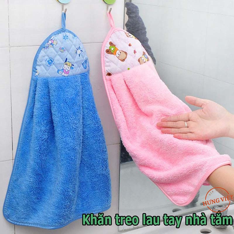 Khăn lau tay đa năng, có quai treo tiện dụng, dùng trong nhà bếp, nhà tắm [KHĂN TREO]