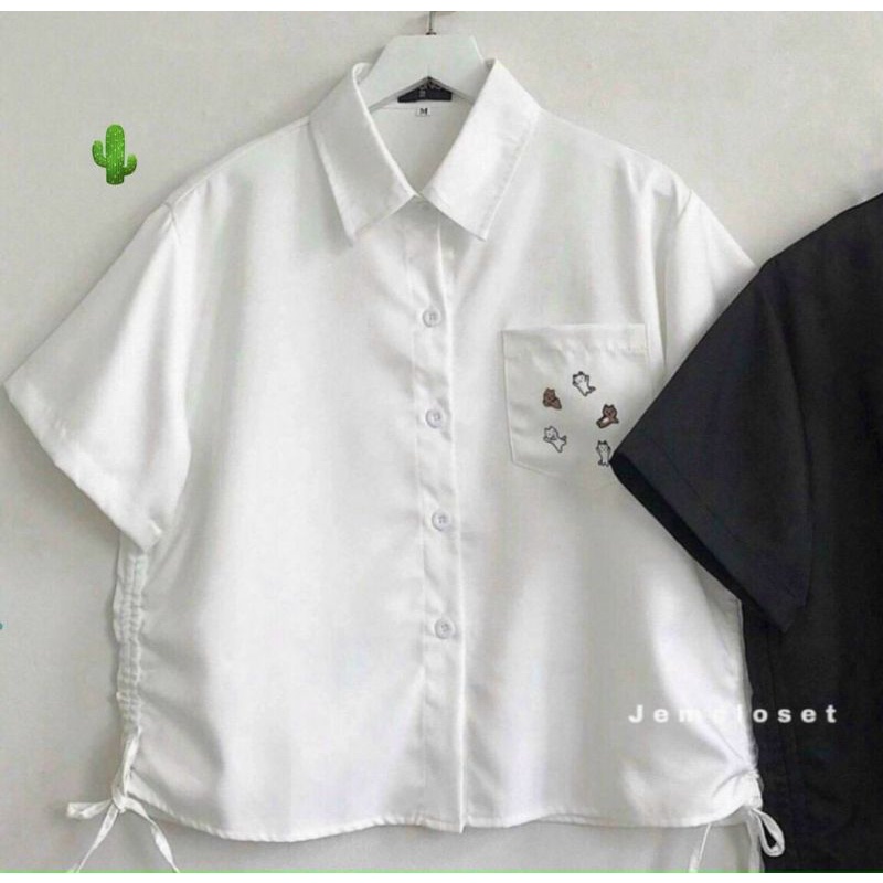 Áo sơ mi thêu icon phôm thoải mái (RÚT DÂY 2 BÊN PC)