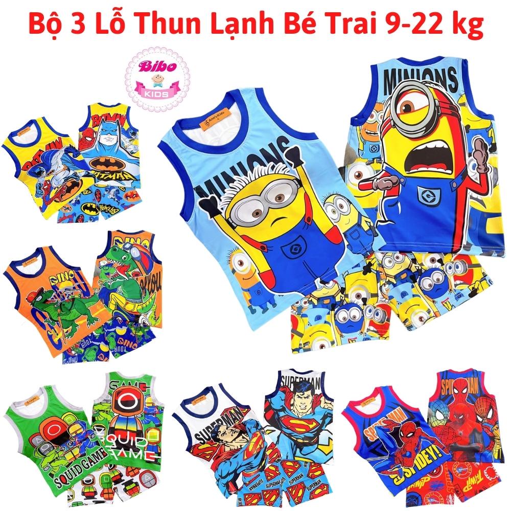 Bộ ba lỗ thun lạnh in 3D siêu mền đẹp cho bé trai size nhí - Bộ quần áo bé trai