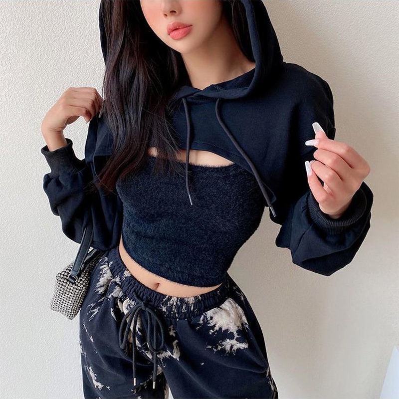 Áo hai dây ngắn màu trơn thiết kế đơn giản thời trang cho nữ