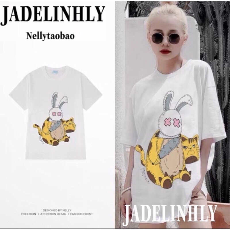 Áo phông nelly heybig sale (có sẵn) thỏ trắng thân vàng