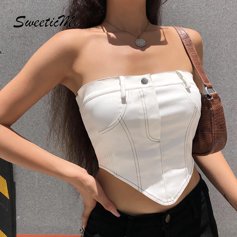 Áo Ống Có Dây Kéo Hở Lưng Và Hở Lưng Sweeticme Cho Nữ