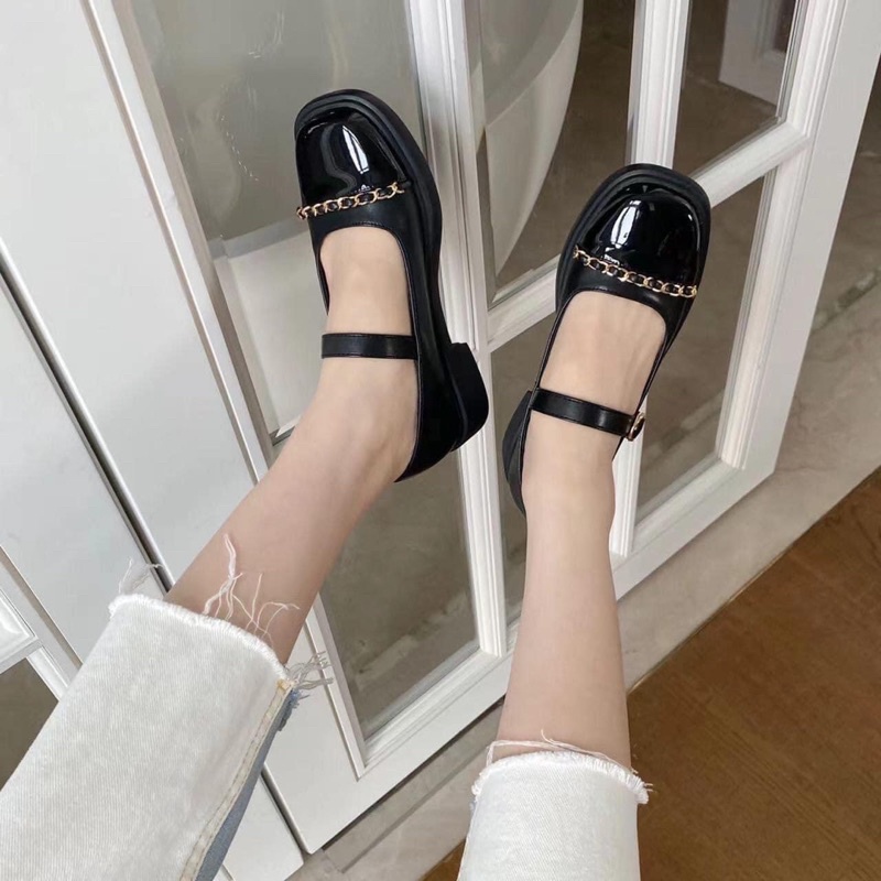 Giày Doc đế 3p xinh xắn hàn quốc, Giày mary jane cài quai tiểu thư, Giày bệt mũi tròn xinh da mềm êm đi không đau chân