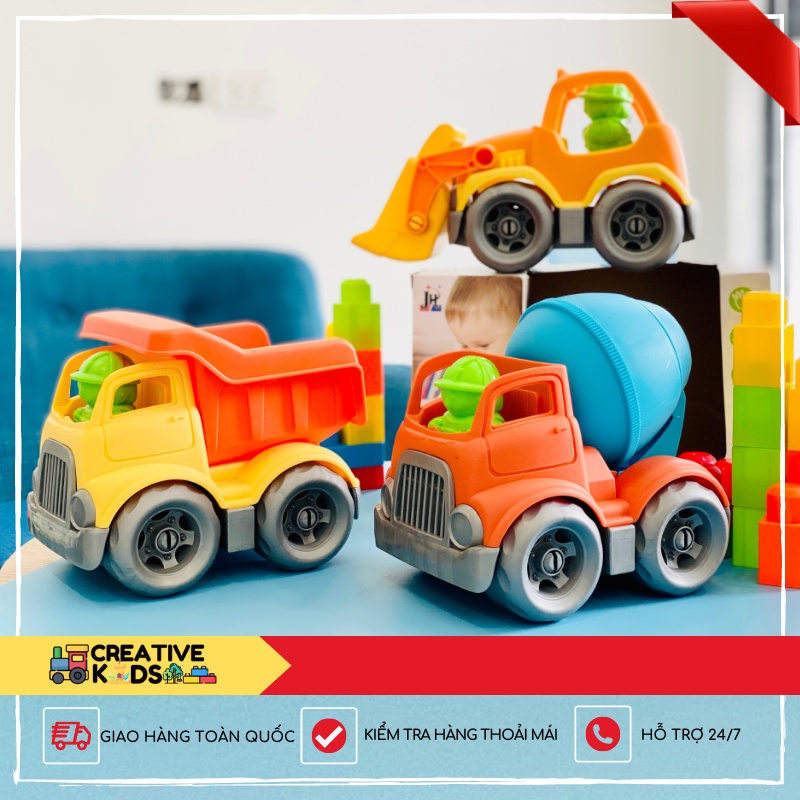Bộ sưu tập xe chơi tặng kèm khối xếp hình cho bé từ 1 tuổi rèn luyện khả năng nhanh tay nhanh mắt (EzVEHICLES)