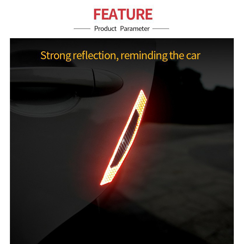 Bộ miếng dán cửa xe ô tô bằng sợi carbon 5D phản quang cảnh báo an toàn chống va đập phổ biến