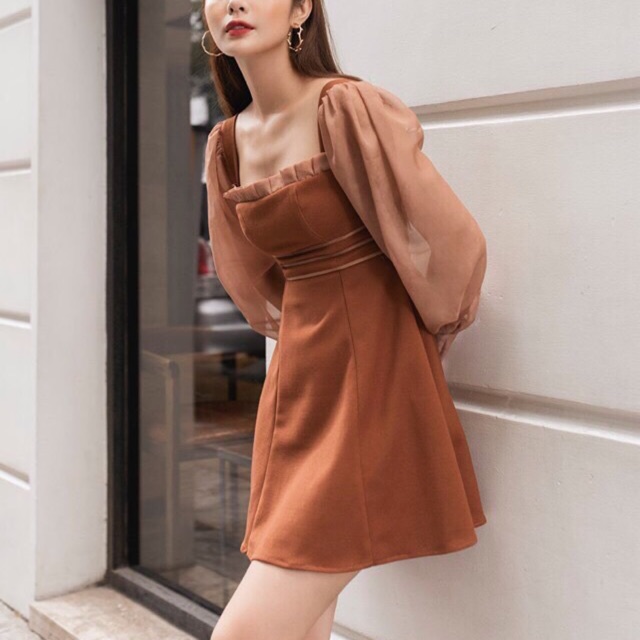 ĐẦM CỔ Y TAY VOAN XÒE CHẤT LIỆU CAO CẤP SANG TRỌNG XT