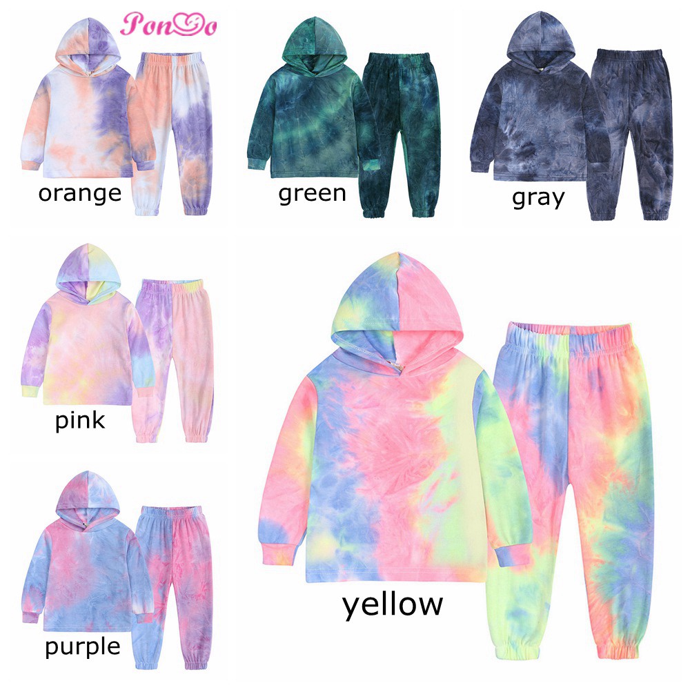 Set áo hoodie màu sắc cầu vồng + quần dài cho bé