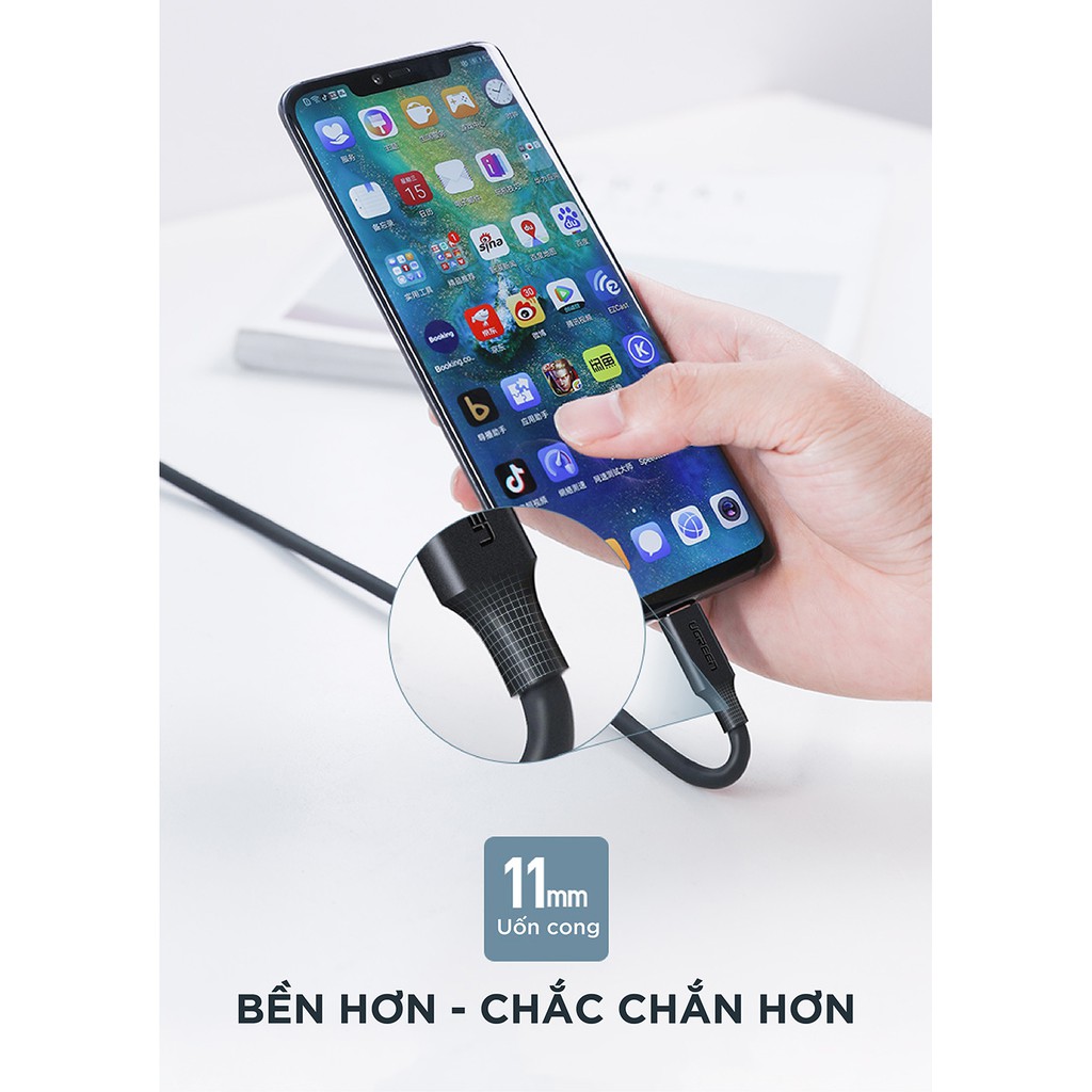 Dây sạc nhanh 2 cổng Type C, dài 0.5-1.5m UGREEN US286 sử dụng cho iPad Pro, MacBook Pro, Google Pixel XL...