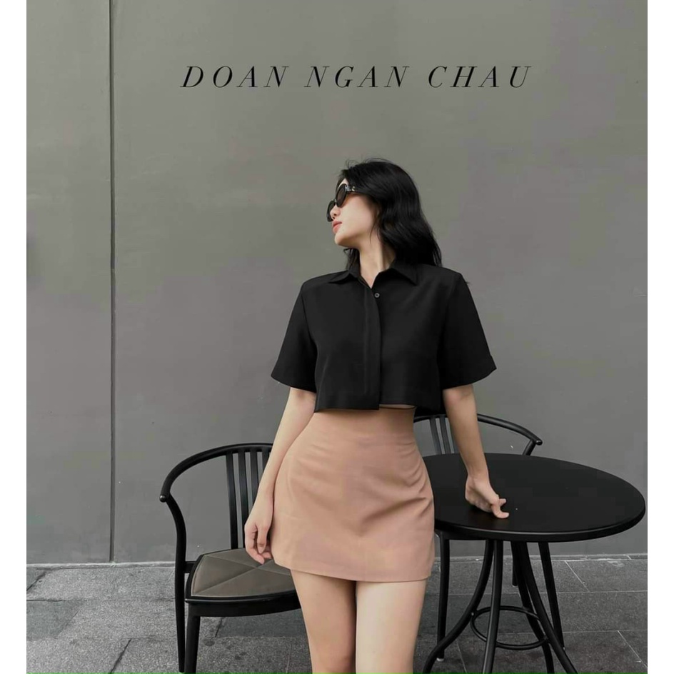 Sét Áo Sơ Mi Đũi Croptop Kèm Chân Váy (Có Lót) Chất Cotton Lạnh Mặc Đẹp Dáng Xinh [NEW UNISEX]