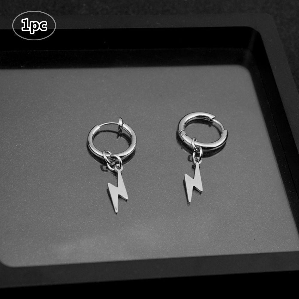 1 Khuyên Xỏ Bằng Thép Không Gỉ Hình Tia Chớp Phong Cách Punk