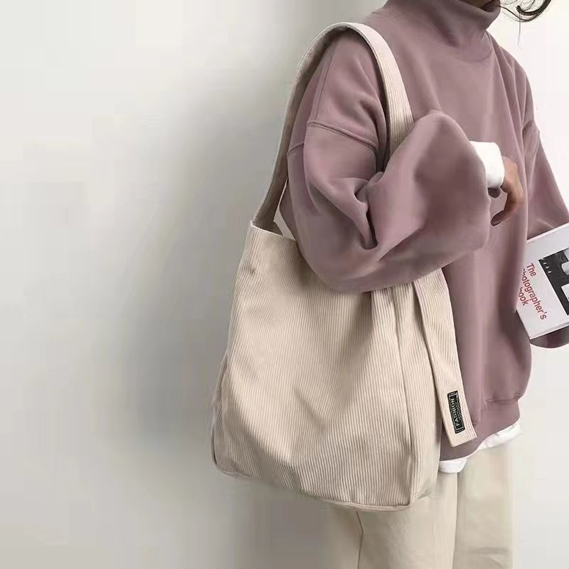 Túi đeo vai ENVIROSAX vải nhung cỡ lớn phong cách retro dễ phối đồ thời trang cho học sinh, túi canvas đeo chéo cỡ lớn