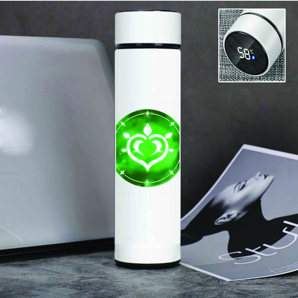 Bình giữ nhiệt đựng nước in hình NGUYÊN TỐ VISION GENSHIN IMPACT game tiện lợi xinh xắn anime chibi M1