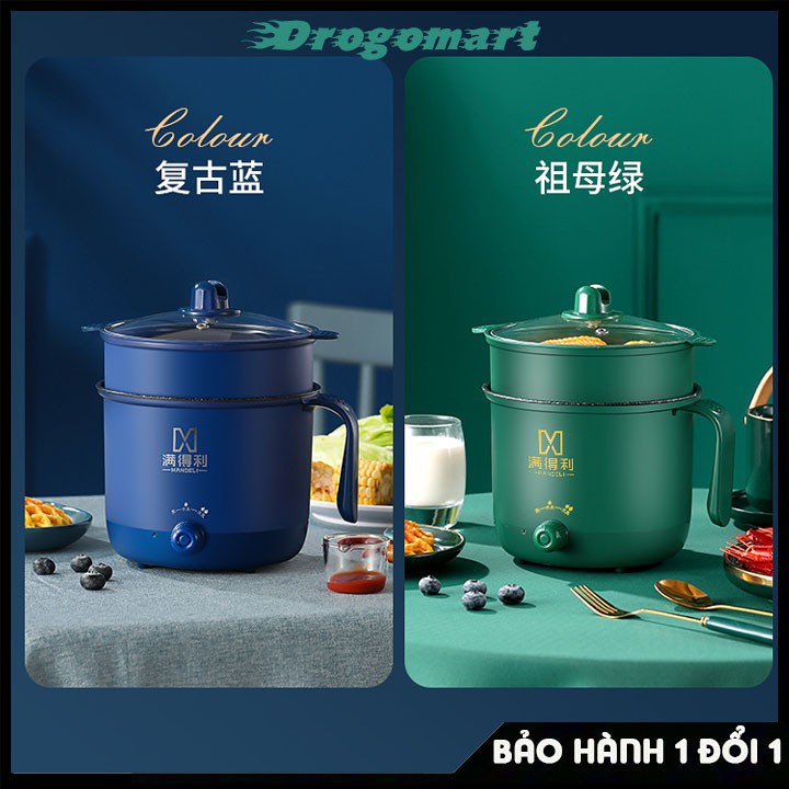 Nồi điện mini Shiban đa năng 1.8L, Nồi chống dính cao cấp, chiên xào rán hấp, nấu cơm. bảo hành 6 tháng