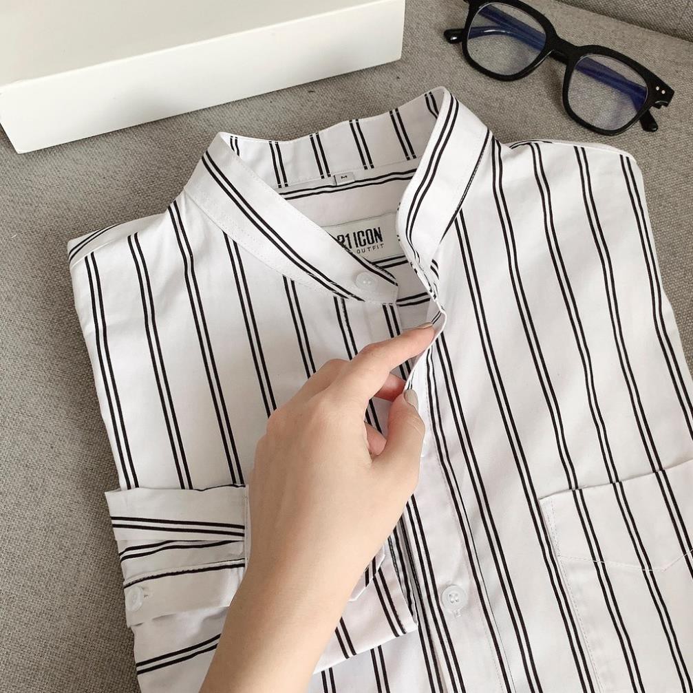 Áo sơ mi nam DOUBLE'D kẻ hai sọc cổ trụ ST2TRANG00 | BigBuy360 - bigbuy360.vn