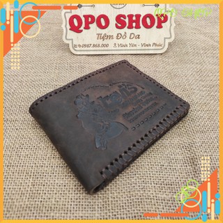 [HOT] Ví da bò sáp ngựa điên- khâu viền- dập logo siêu chất- bảo hành da 12 tháng