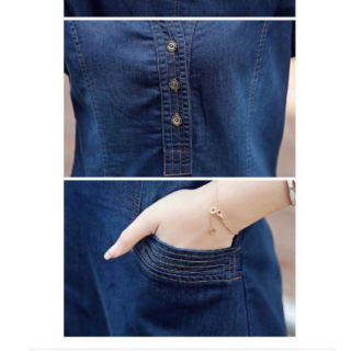 Đầm jean cổ V nẹp viền (Có size XXL)