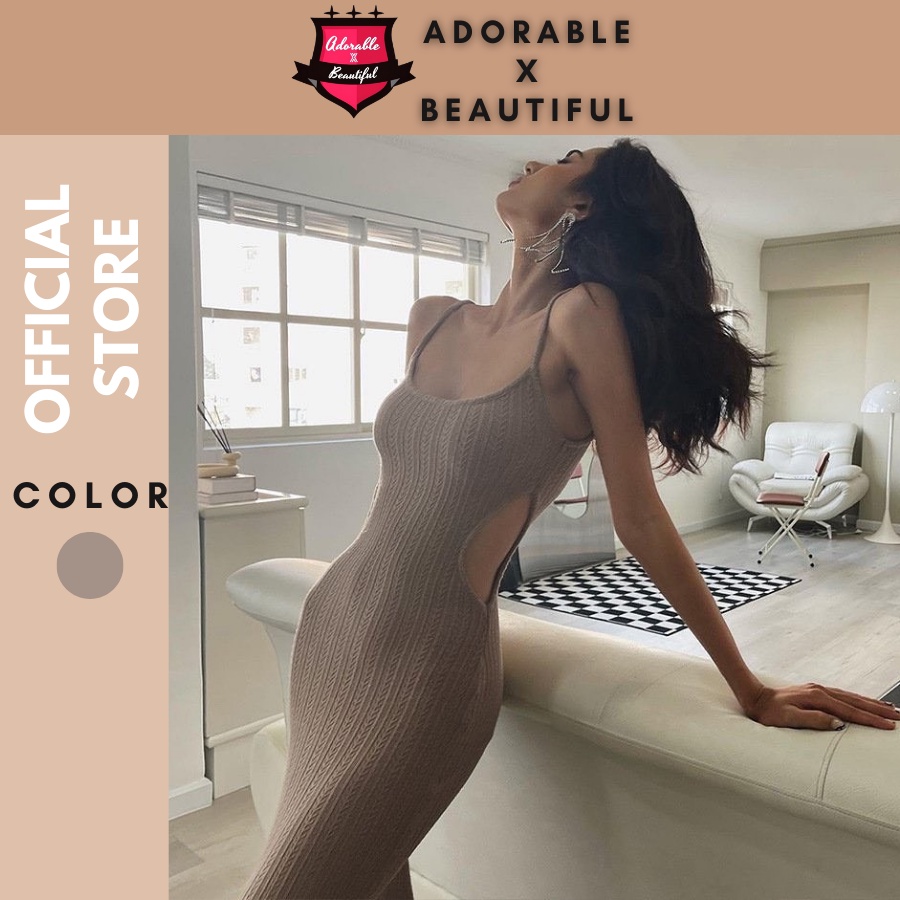 Đầm Body 2 Dây Dài Cut Out Hở Eo Phong Cách Sexy Quyến Rũ [AdorablexBeautiful]