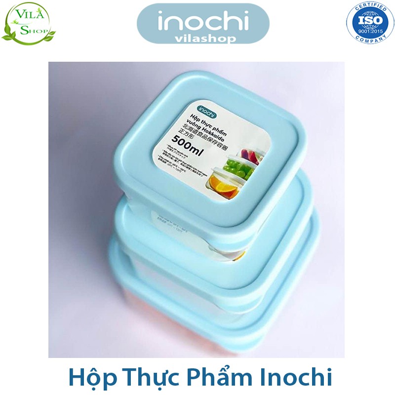 [ Bộ ] Hộp Đựng Thực Phẩm, Hộp Nhựa Bảo Quản Đồ Tươi Inochi Hình Vuông, Hộp Thực Phẩm Việt Nhật Chính Hãng