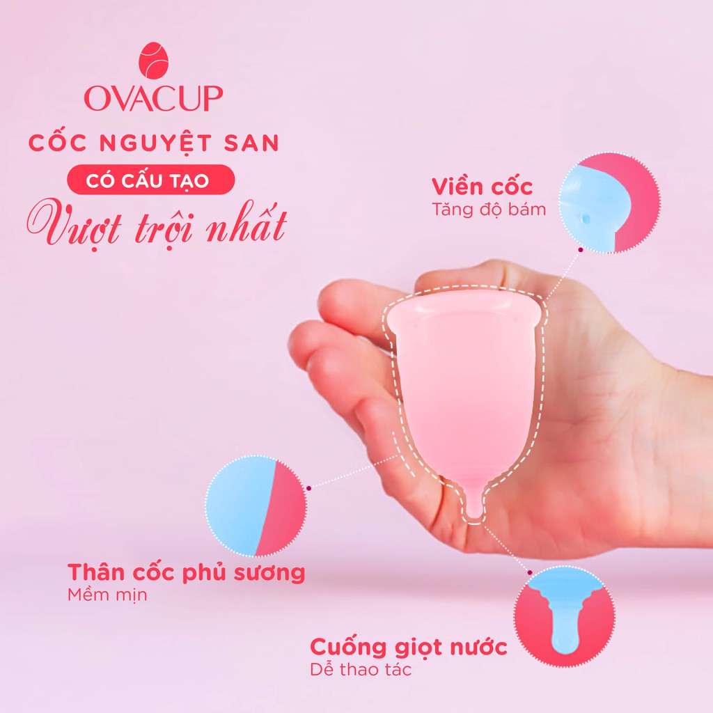 Combo cốc nguyệt san Ovacup và dung dịch vệ sinh cốc, ngăn ngừa vi khuẩn, tiệt trùng, khử mùi, chống ố vàng ( 100ml)