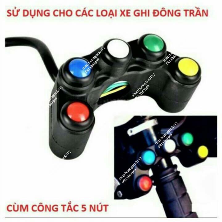 ( Hàng Chất, giá tốt ) Cùm Công Tắc 5 nút ( 2 nút Passing, 3 nút On/Off )