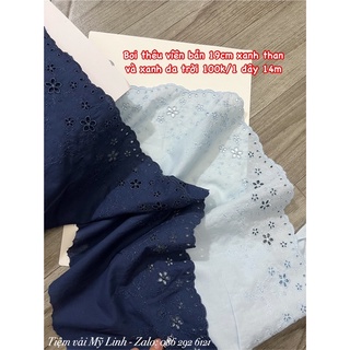 Vải thô boi đục lỗ xanh than và xanh da trời chất 100% cotton siêu mát